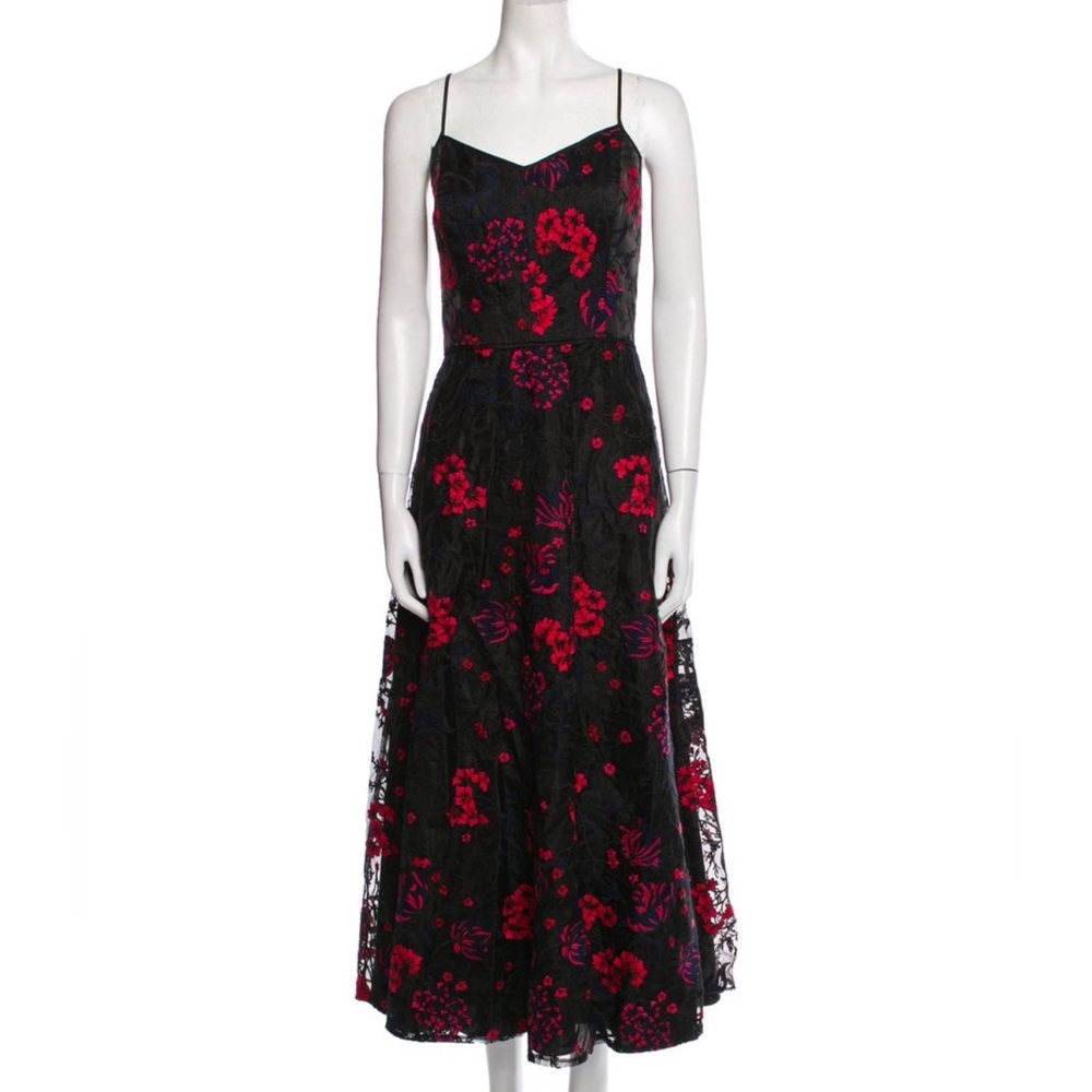 Monique Lhuillier Black and Red Spaghetti Strap Dress. With Tag.